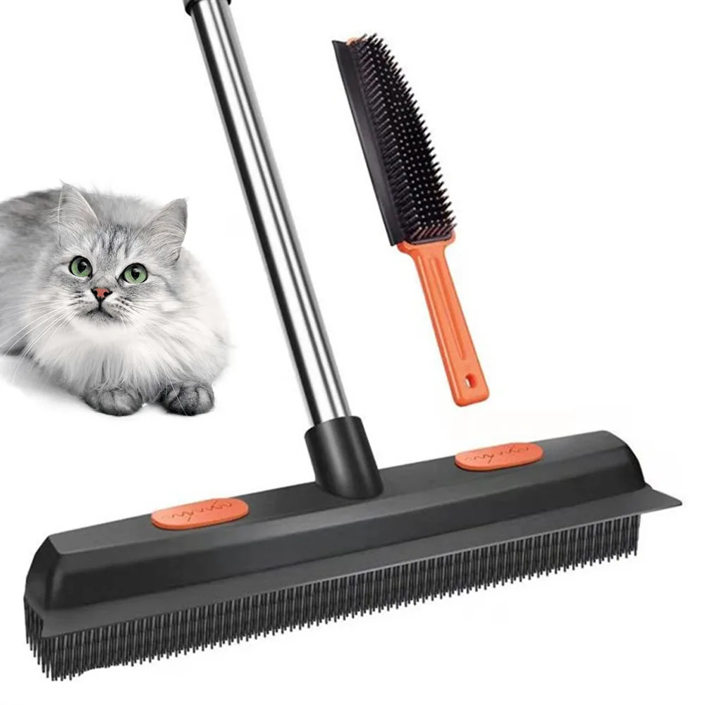 Rubber Broom Pet Hair Remover Bristle Dog Brush Indoor Carpet Cleaning Sweeper
