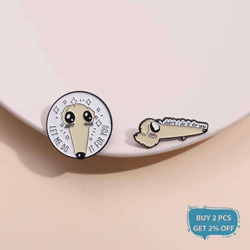 Let Me Do It For You Long Nose Dog Enamel Pin Cartoon Anime Metal Brooches Lapel Backpack Badge Jewelry Gifts For Kids