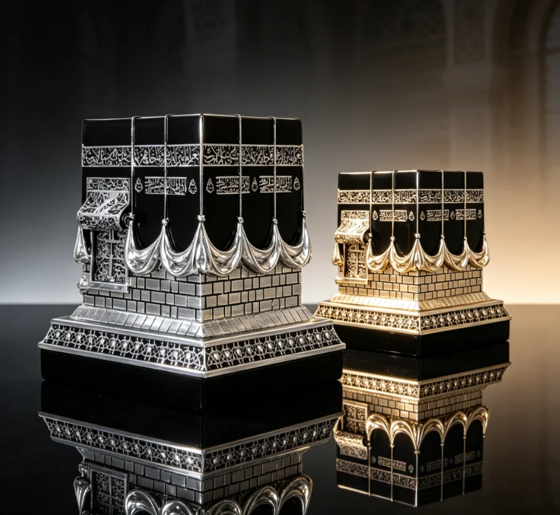 Holy Kaaba Mecca Black Gold Resin Figurine Mini Tabletop Ornament Muslim Islamic Home Decor Ramadan Eid Festival Gift