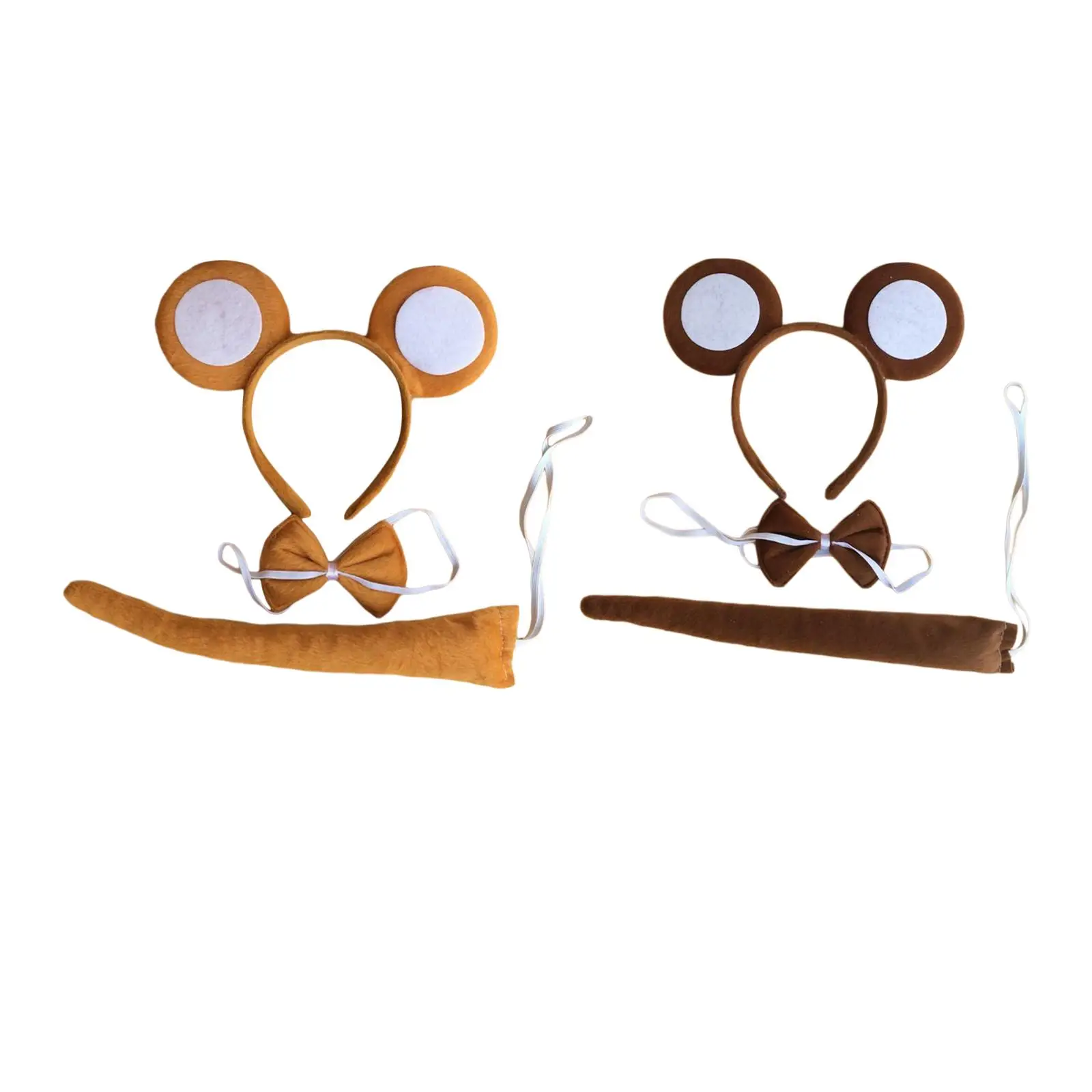 Monkey Ears, Bow Tie and Tail Set Hair Hoop for Party Roles Play Performance