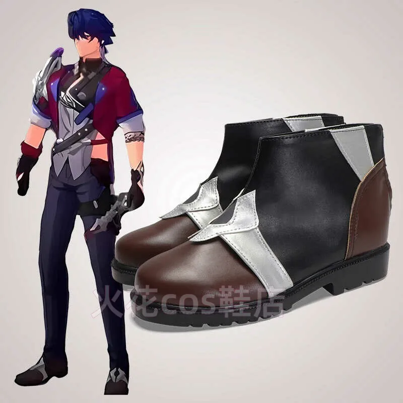 Anime Honkai: Star Rail Sampo Koski Cosplay Shoes Brown Short PU Leather Boots For Halloween Carnival