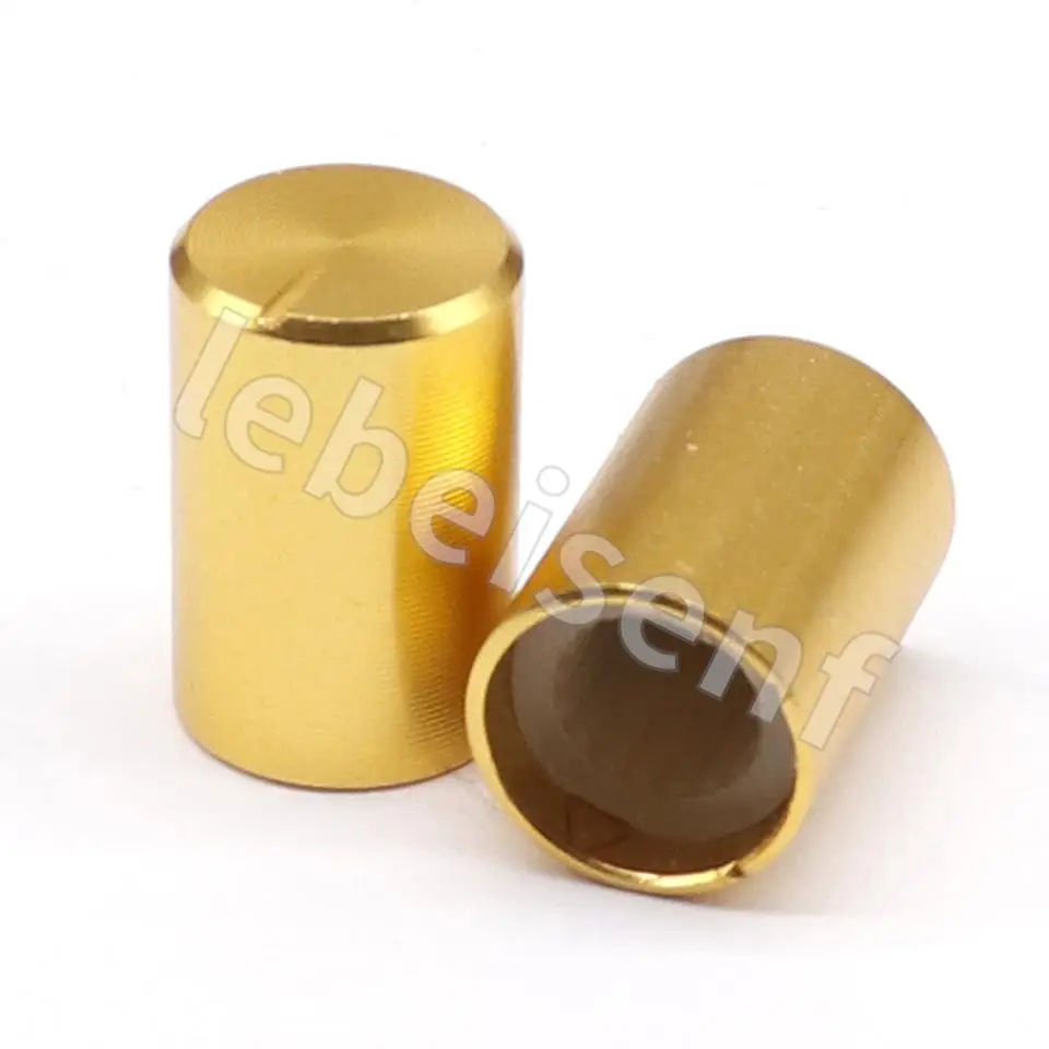 10pcs  golden aluminum alloy knob switch caps/10mm*15mm hole 6MM power amplifier audio volume potentiometer DIY knob cover