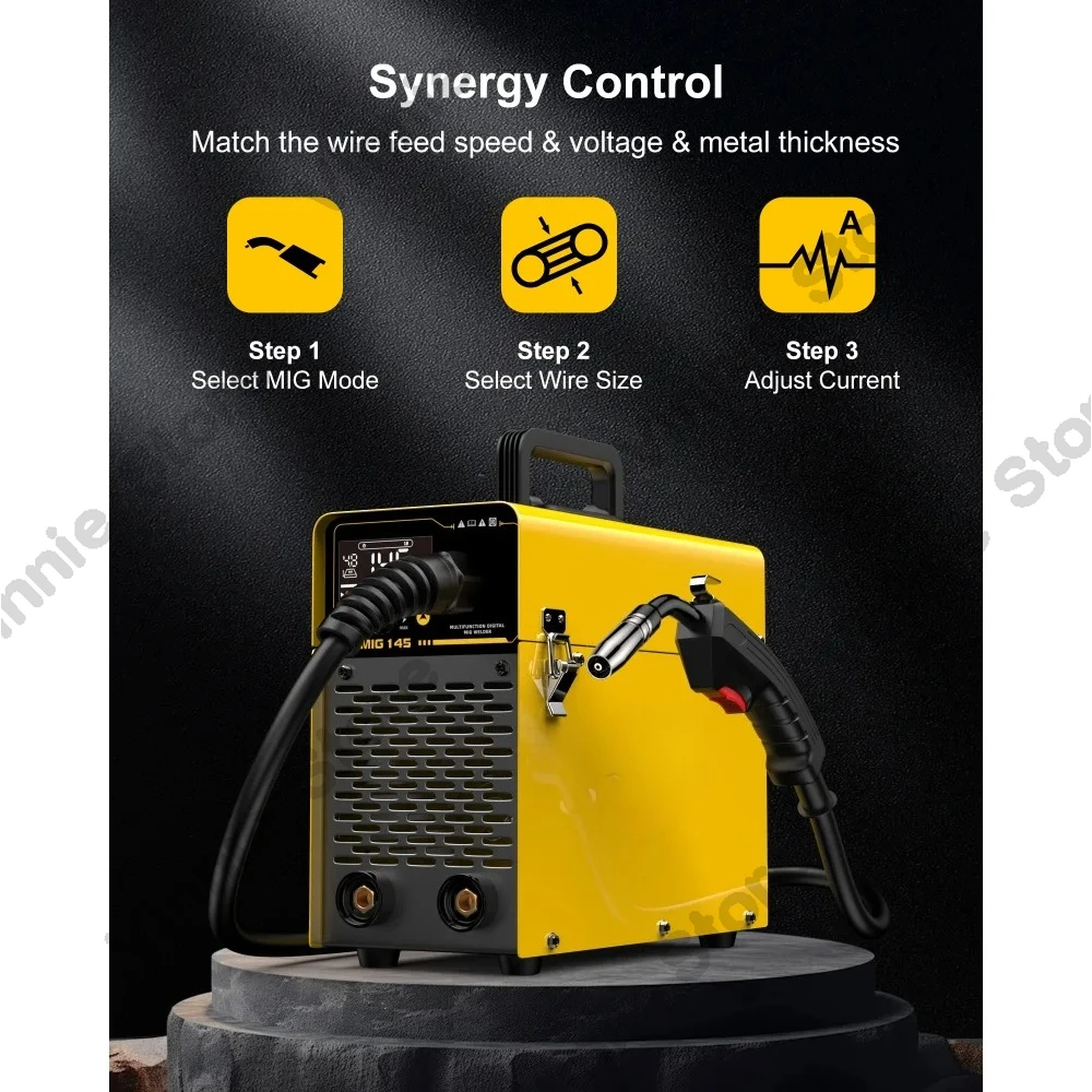 MIG145 Welding Machine MMA/GASLESS MIG/LIFT TIG 120A Welder Flux Core Welder for Carbon Steel Stainless Steel