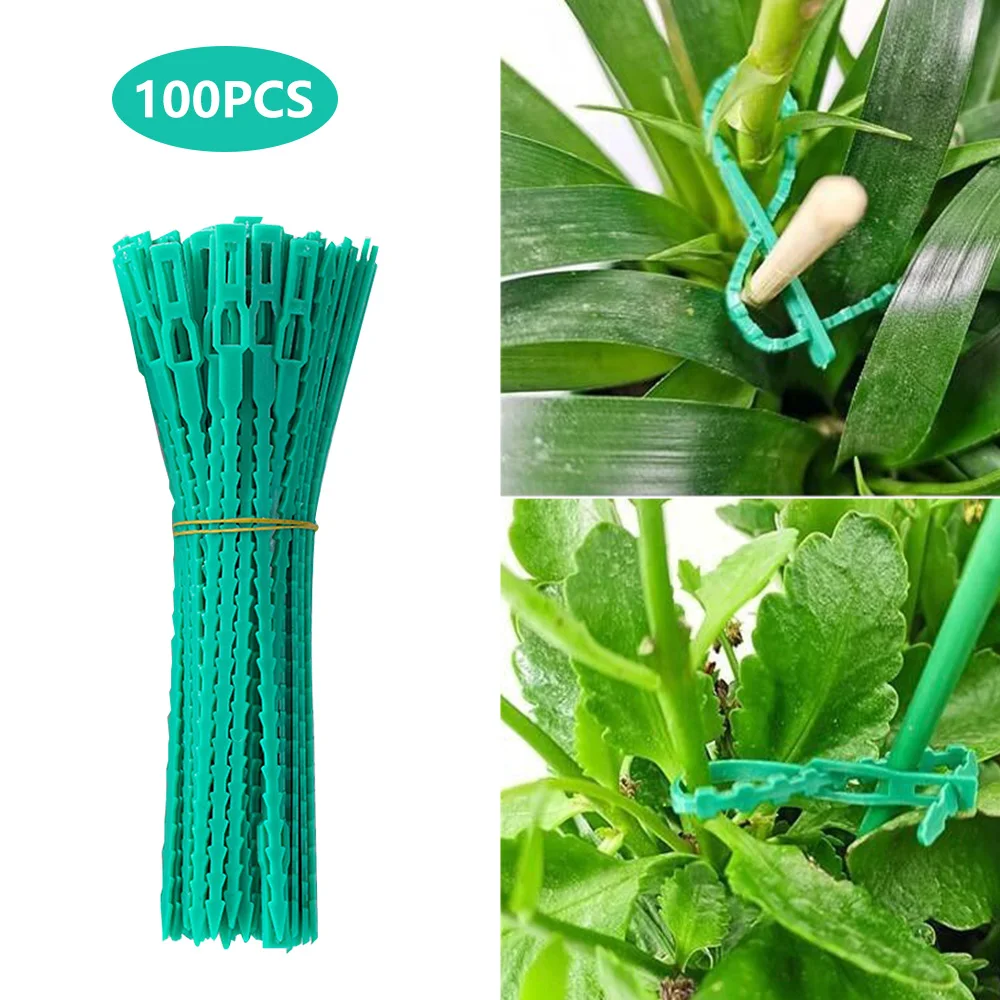 

13/17cm adjustable plastic plant ties Flexible garden plant ties Reusable shrub retainer for tree climbing vine stem clip 100PCS