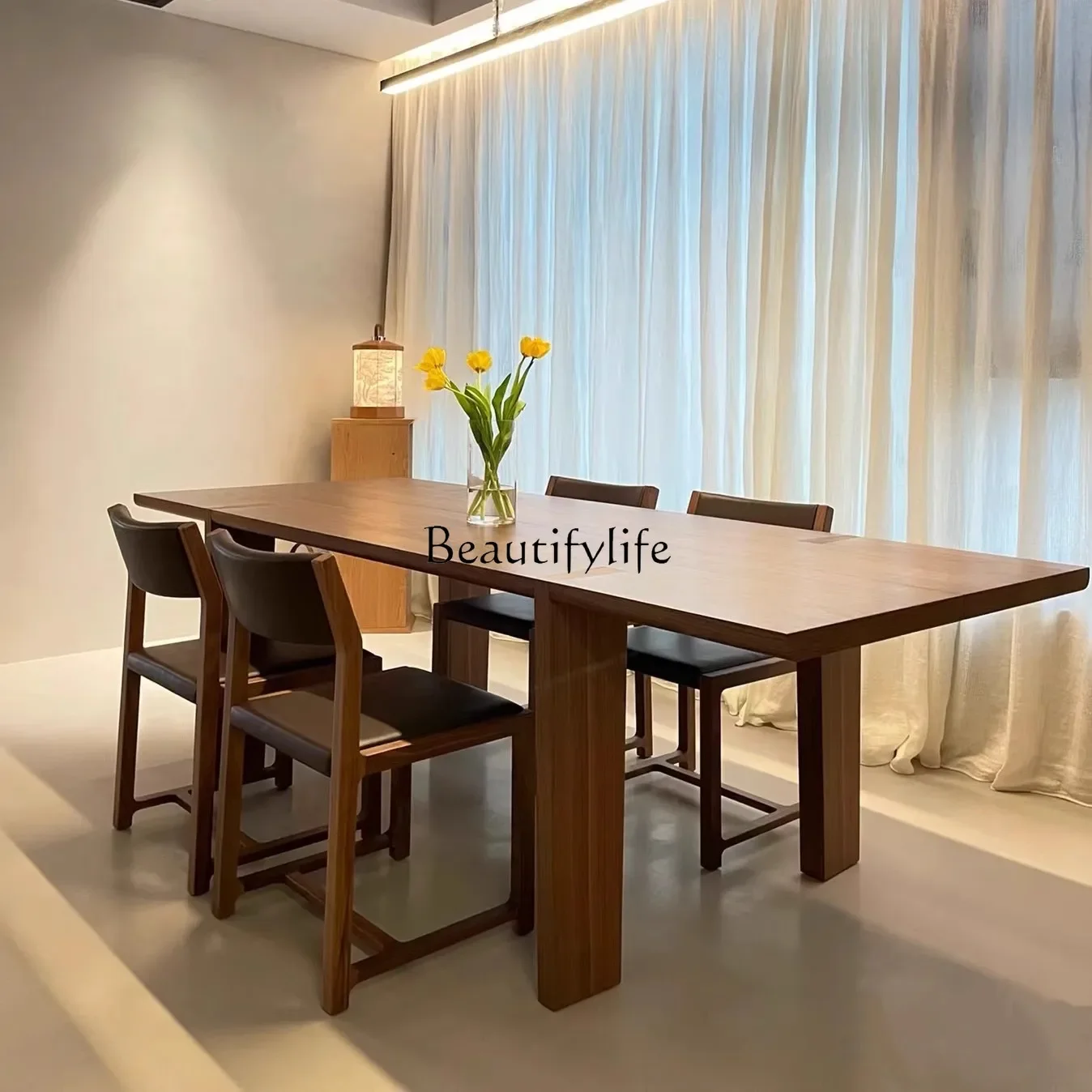 طاولة طعام من الخشب الصلب على طراز العصور الوسطى yj32، مكتب بسيط وحديث، طاولة شاي على طراز وابي سابي، منضدة عمل مستطيلة