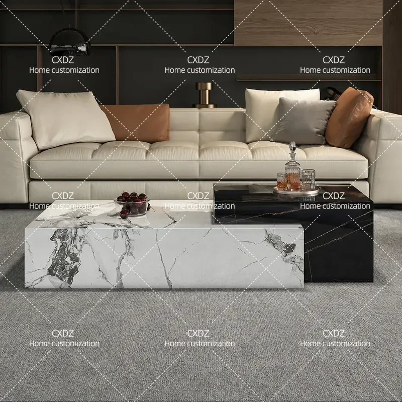 Rock Slab Coffee Table Rectangular Modern Minimalist Large Living Room High End Household Furniture Combination New Style