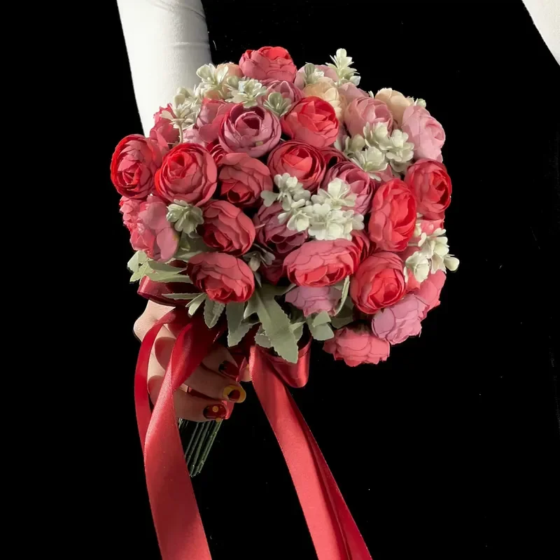 Simulation Flower Xiuhe Wedding Bouquet High-end Bridal Bridesmaids Kiss Rose Bouquet for Wedding Photography
