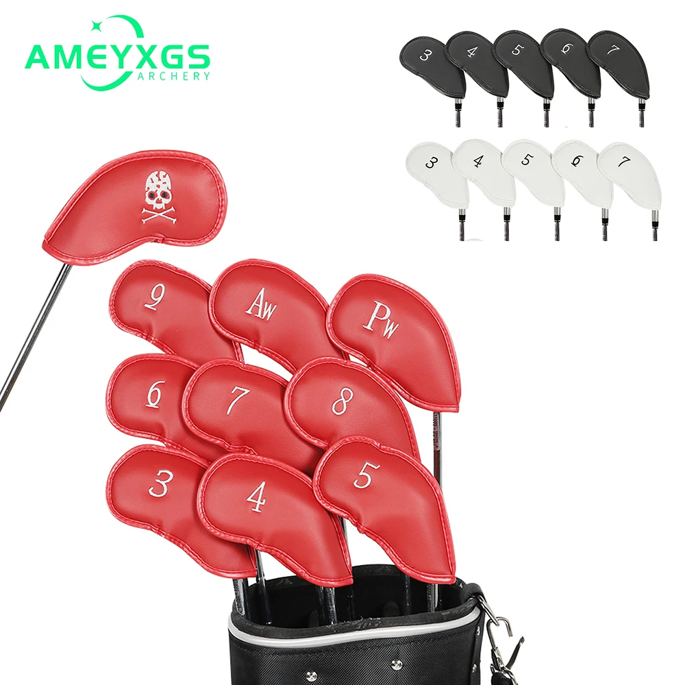 Golf Iron Head Cover, Golf Club Head Protective Covers, Skull Golf Club Iron Headcover, Protector Golf Supplies, 10Pcs