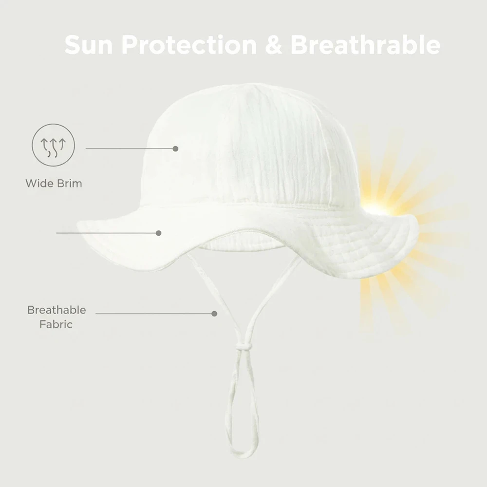 Sombrero de cubo para bebé de 3 a 18 meses, gorros de protección solar para exteriores para niños y niñas, sombrero de Panamá de algodón, sombrero de pescador Unisex para playa para niños