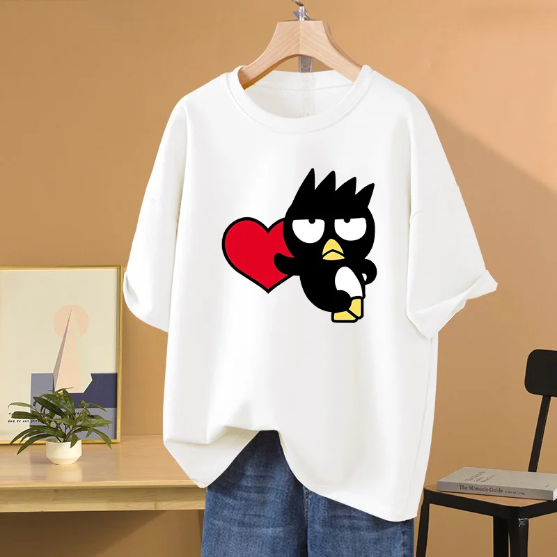 Kawaii Kuromi BADTZ MARU printed T-shirts spring and autumn Sanrio cartoon casual sports street printed T-shirts