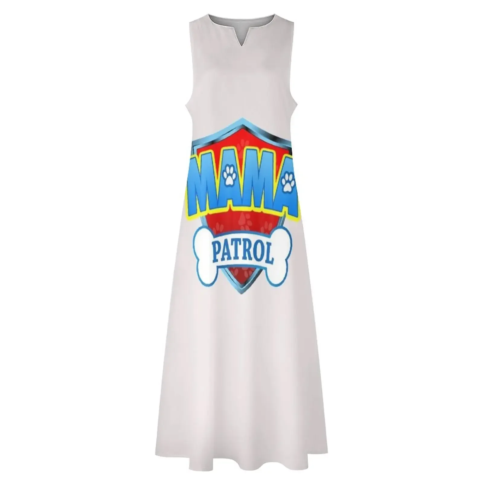 مضحك ماما باترول الكلب أمي أبي للرجال النساء تي شيرت فستان طويل فساتين لحفلات الزفاف