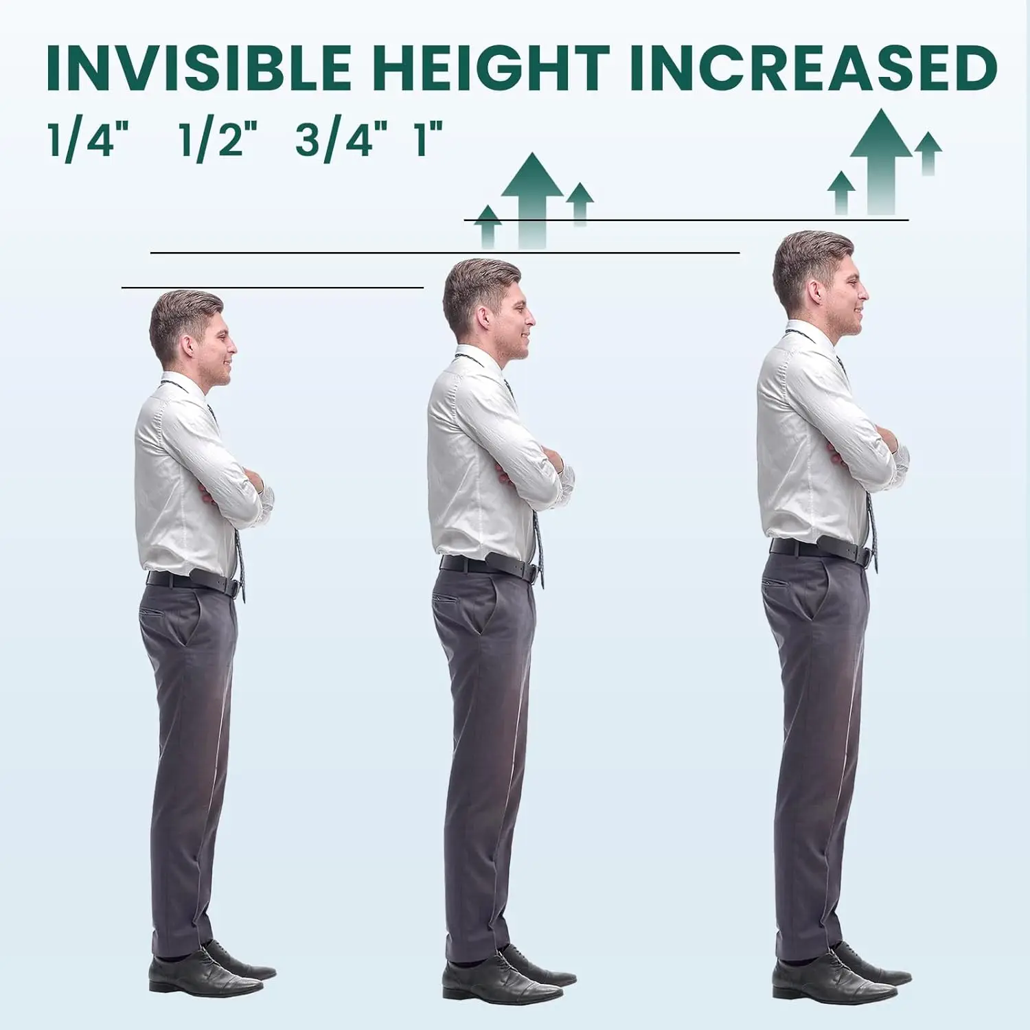 3 サイズの身長増加インソール 4 層目に見えない高さクッション靴インサート可変高さインソール調節可能なカットフットパッド