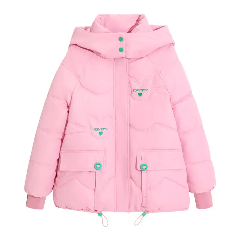 New Women Down Cotton Coat Winter Jacket Female Short Parkas Loose Thick Outwear Hooded Leisure Time Versatile Overcoat