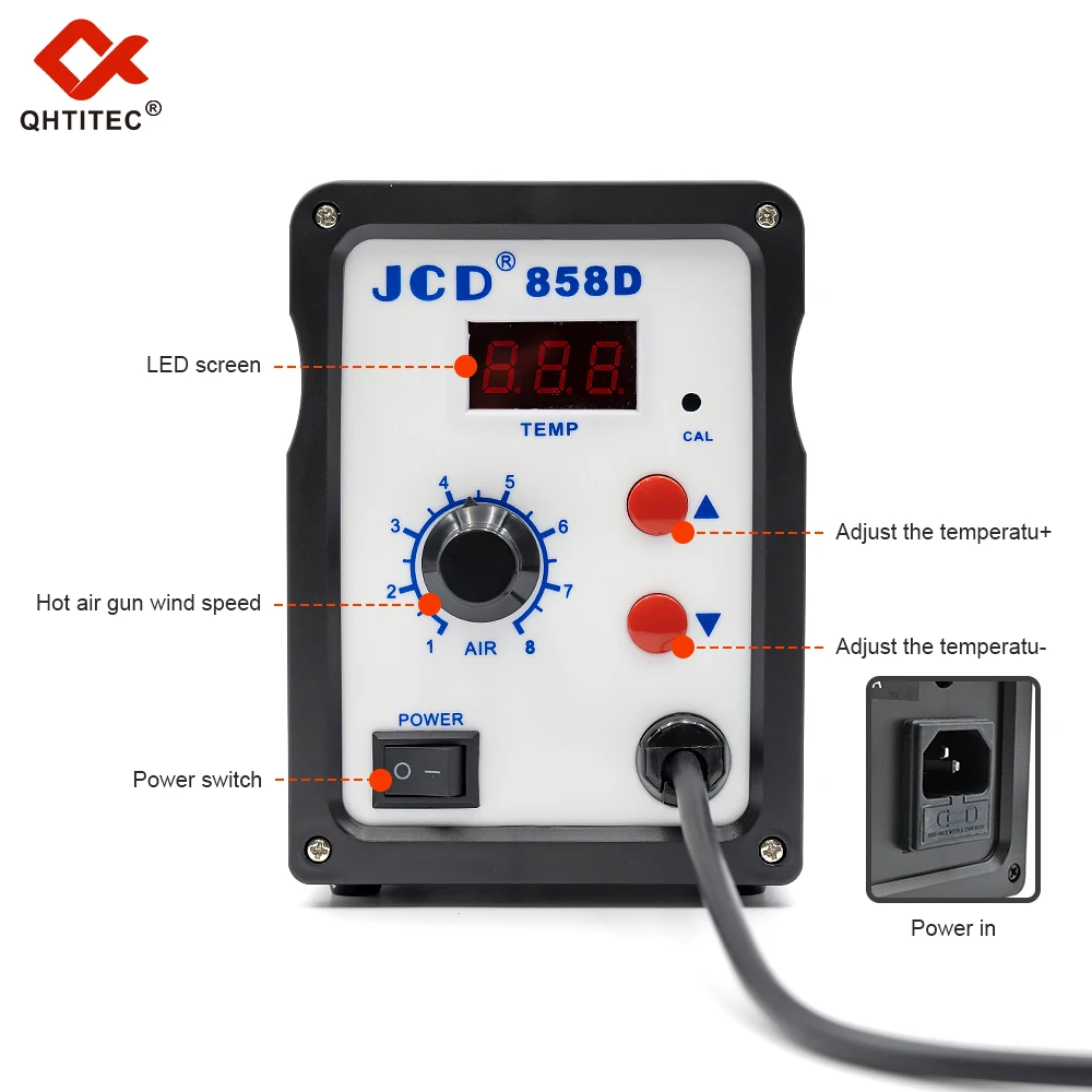 JCD Hot Air Gun 858D BGA Rework Solder Station Blower Hair Dryer Hairdryer Soldering Heat Gun 220V SMD SMT Welding Repair Tools