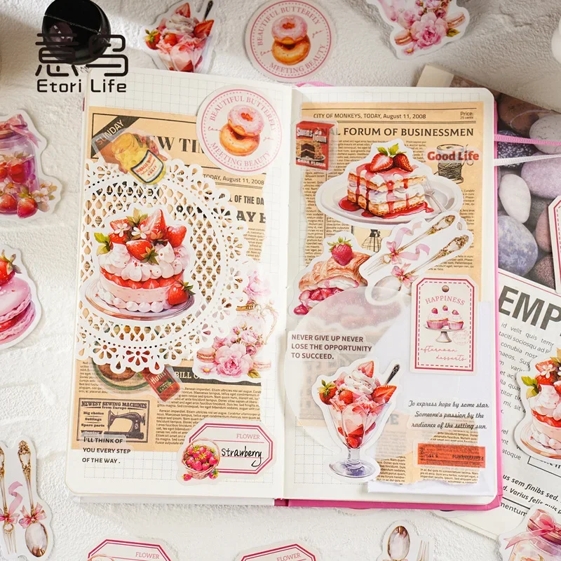 30pcs/pack Paper Stickers Dessert Family Bread Pudding Cake Icecream Theme Scrapbooking Journaling Decorative Collages