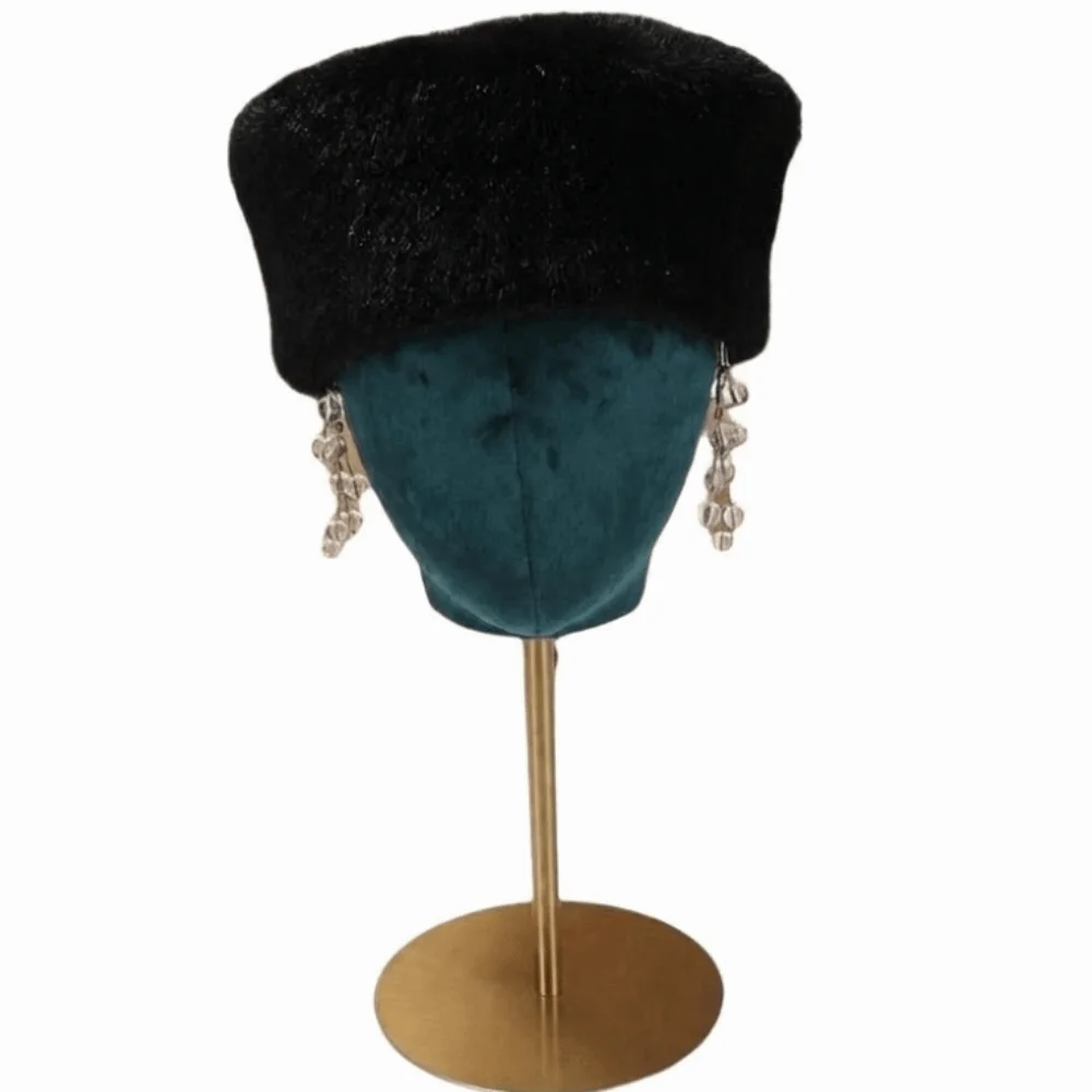 Durable Faux Mink Fur Pillbox Hat Flat Top Texture Flat Top Hat Face Flattering Warm Beret Hat Winter Wear