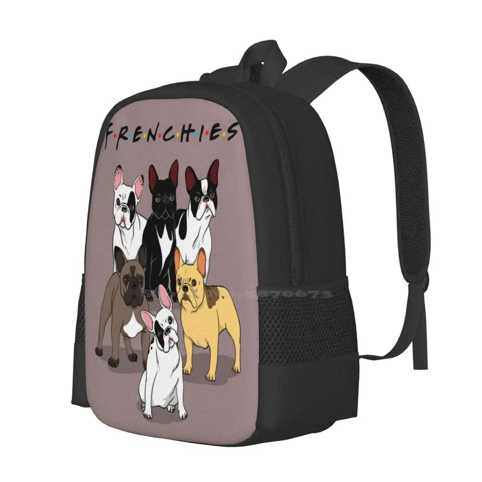 Frenchies School Bags For Teenage Girls Laptop Travel Bags Dog Lover Pets Frenchie I Love Dogs French Bulldog Funny Dog Puppy