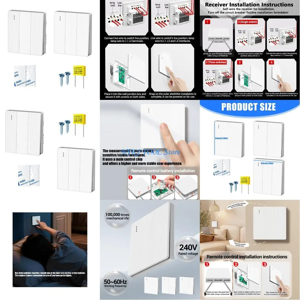 

L8RC Small Remote Control Switches 86 Panel 100000 Presses for Household Electrical