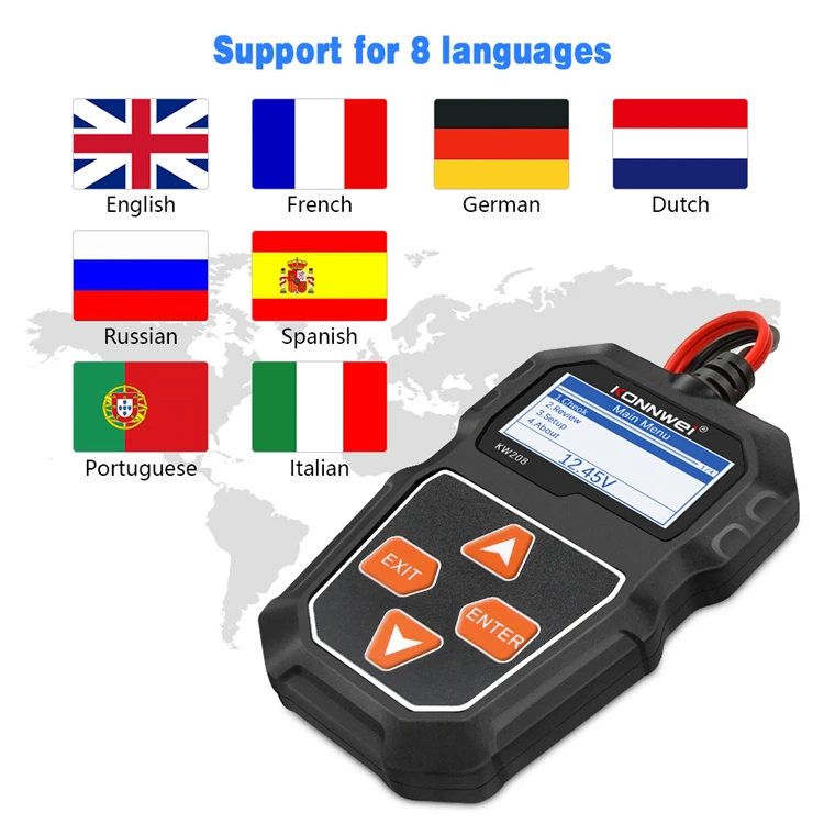 العناصر الجيدة KW208 أداة تشخيص جهاز اختبار البطارية OBD2