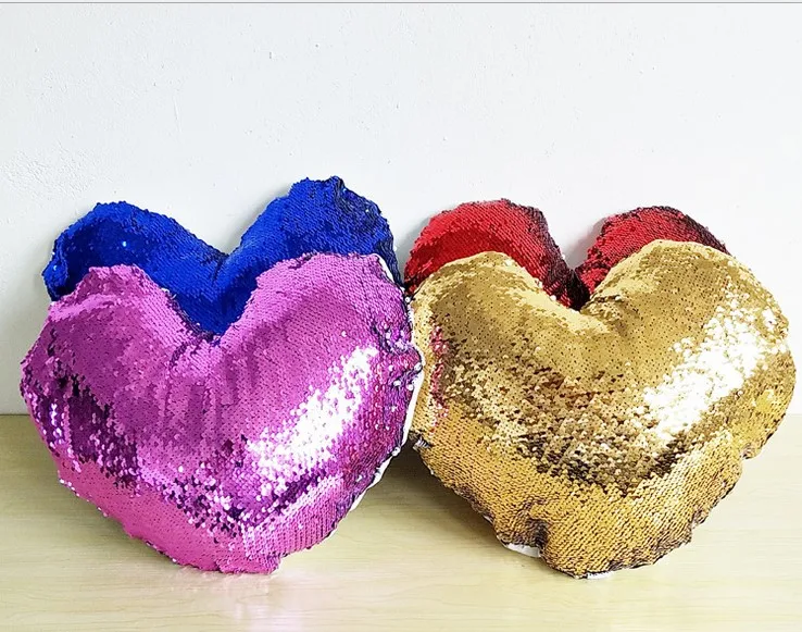 

Sequin Throw Pillowcase Heart Shape Shiny Cushion Cover Decorative Pillow Cases for Couch Bed Sofa Easy Wash Gifts