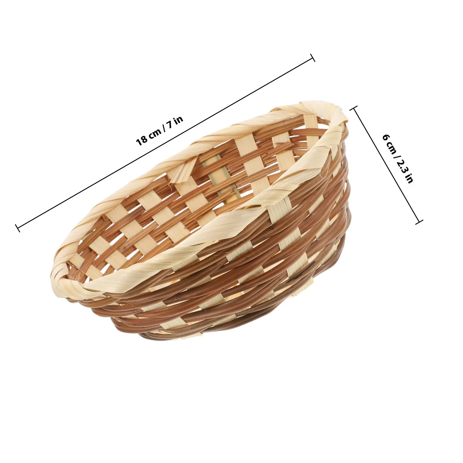 6Pcs 7Inch Woven Bamboo Bread Basket Round Food Serving Basket for Restaurant Home Kitchen Display Storage Fruit Snack Organizer