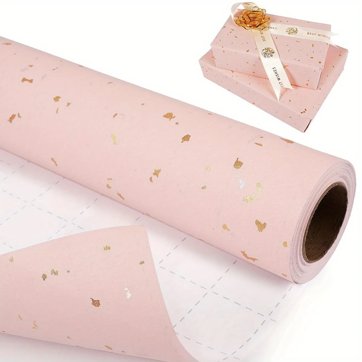 3m Goldenes Geschenkpapier, Geeignet für Geburtstagsgeschenke für Mädchen, Besondere Anlässe, Feiertagsgeschenke, Elegantes Design