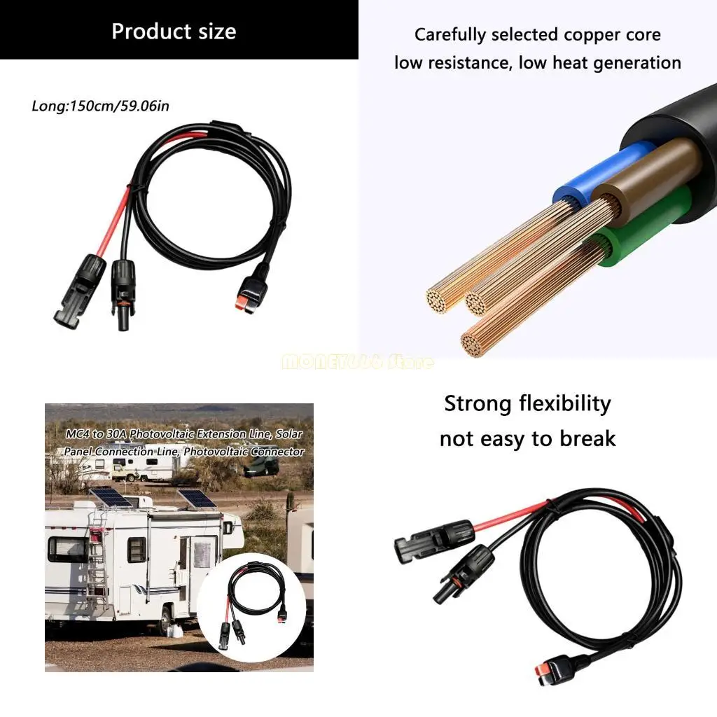 F62C High Performances 4 to Andersons Connector Extension Cable for Long distances Photovoltaic Connection Weatherproof