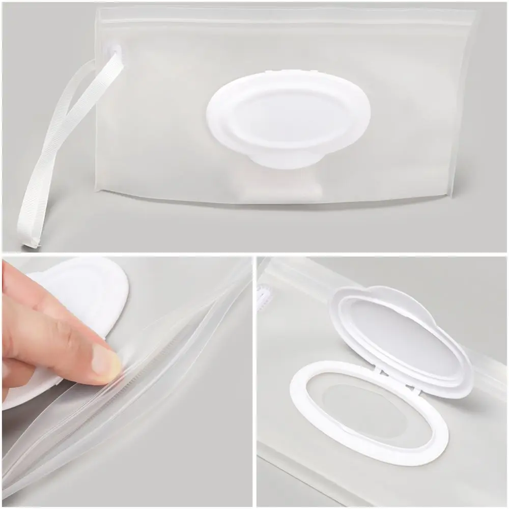 Transparent Wet Wipes Bag Snap Strap Napkin Storage Pouch Easy-carry Eco-Friendly Mask Case Reusable Cosmetic Container