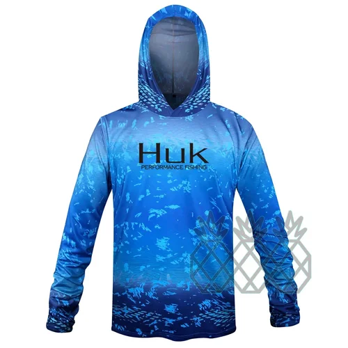 Imagen 2 del producto HUK-camisetas de pesca de manga larga con capucha, ropa de pesca con protección solar, Tops de rendimiento ligero, antimosquitos, UPF 50 +