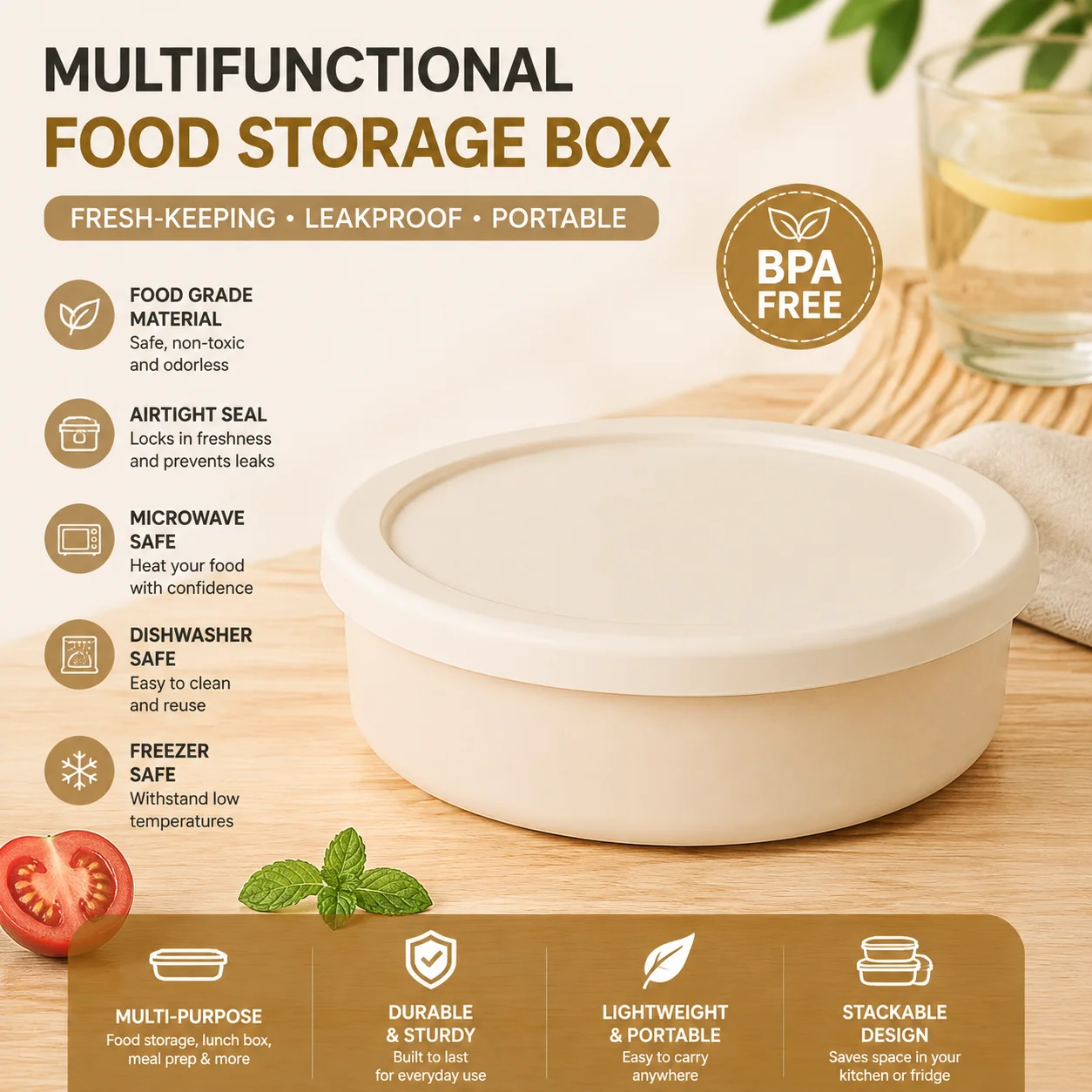 1/2PC Microwave‑Safe Food Storage Container, Portable Lunch Box for Fridge Fruit Preservation Outdoor Picnic
