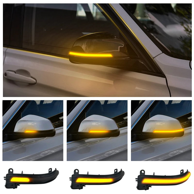 Clignotant Rétroviseur Latéral De Voiture Clignotant Pour BMW Série 3 F30 F35 F34 GT Série 4 F36 63137280771 63137280772 Feu De Recul Clignotant latéral dynamique (Couleur
