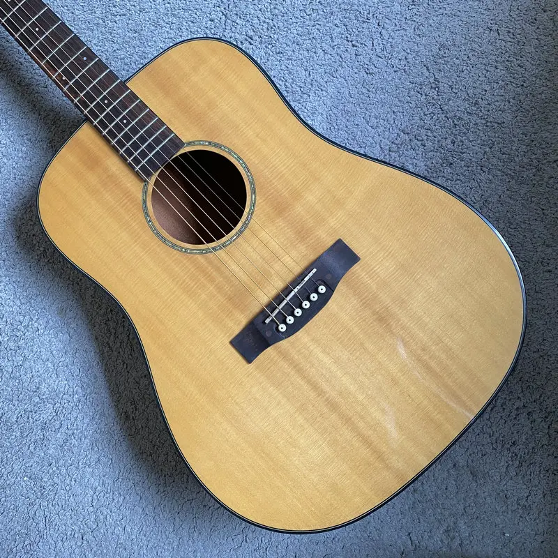 L377 41 Inch Maoran Standard Folk Acoustic Guitar Solid Spruce Top, Entry & Intermediate Practice Instrument for Self-study