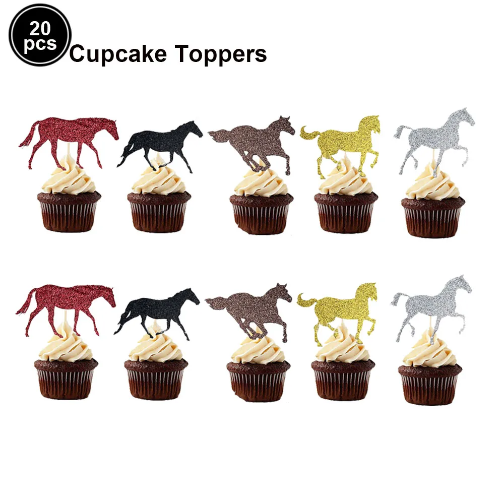 Pferde-Kuchendekoration Realistische Pferdefiguren Laufende Tierfiguren Mini-Scheunenspielzeug für Kinder Cowboy-Geburtstagsparty-Zubehör – Detail 14