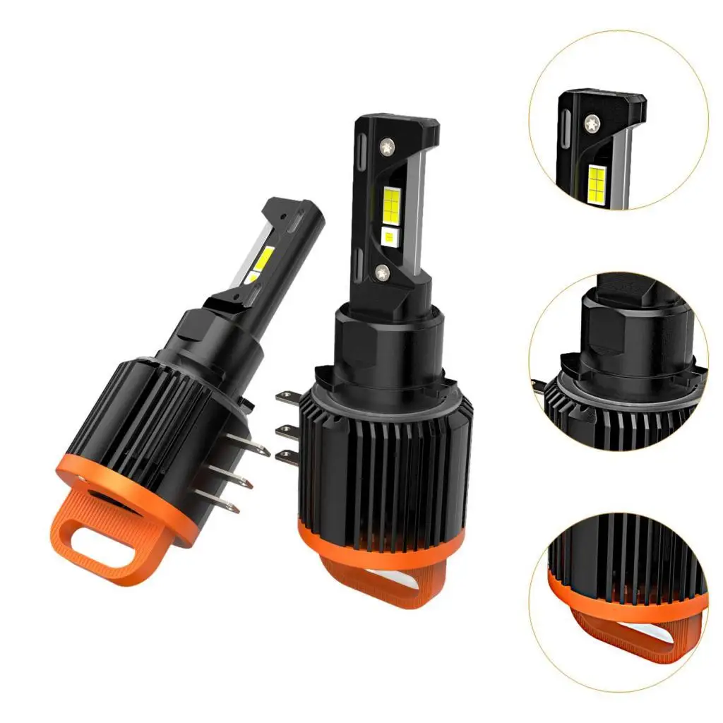 Set of 2 H15 5000LM Car LED Fog Lights Bulbs Repair Parts Cars Trucks Accessory Black Orange Simple Installation Sturdy DC 9-32V