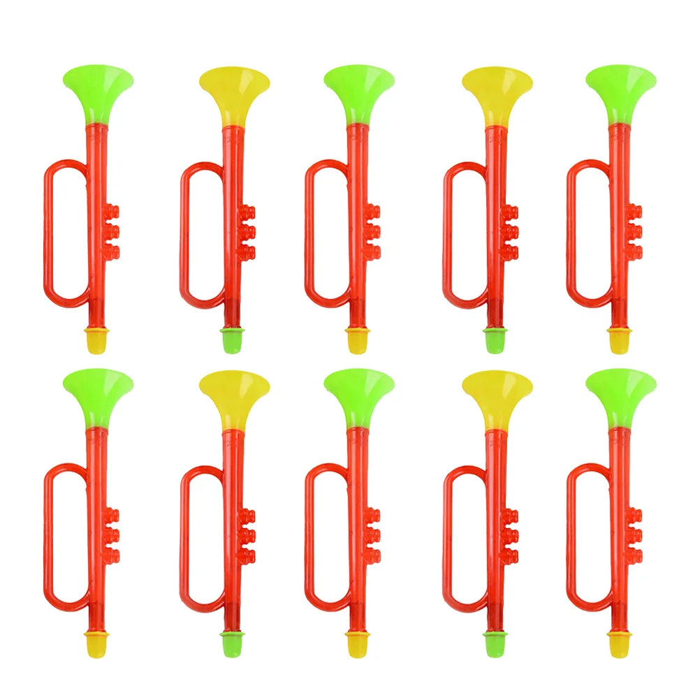10 stuks kinderen plastic trompet muziekinstrument leuk educatief cadeau voor kinderen verjaardag willekeurige kleur