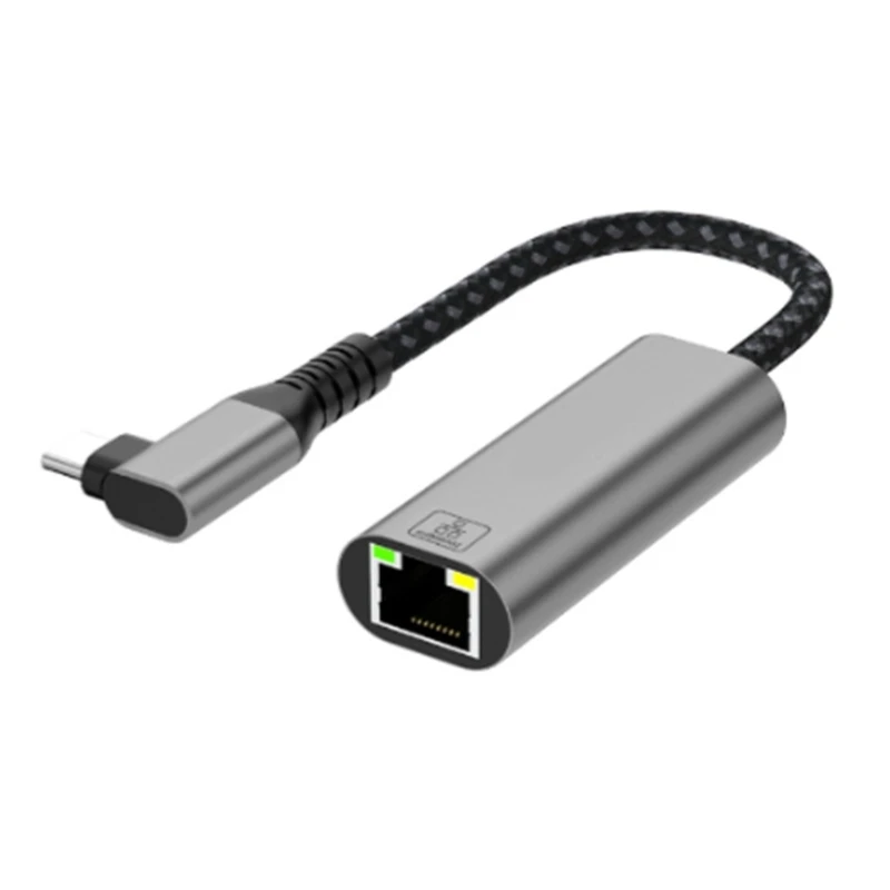 USB C 기가비트 이더넷 네트워킹 어댑터 동글 USB 네트워킹 어댑터 90도 각도 USB C 고속 이더넷 어댑터 D2RC