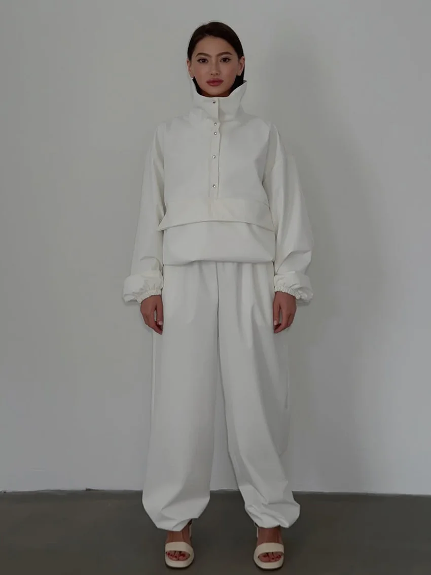 

Marthaqiqi Winter Women Sleepwear Set Long Sleeve Nightgown Turtleneck Pajama Wide Leg Pants Ladies Nightwear 2 Piece Suit Loose