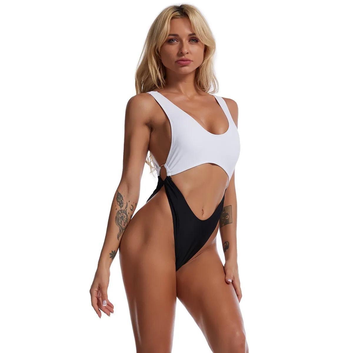 Woman Bikini Sleeveless V Neckline Bikinis High Cut Legs Swimsuit Colorful Tie Dye Two Piece Swimsuit Tankini Women's And
