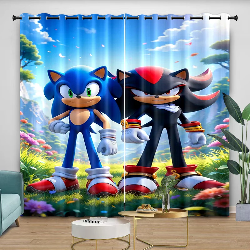 Curtains sonic Cartoon Protect from light Thread the rod through suitable for bedrooms and living rooms, comfortable beautiful view 6