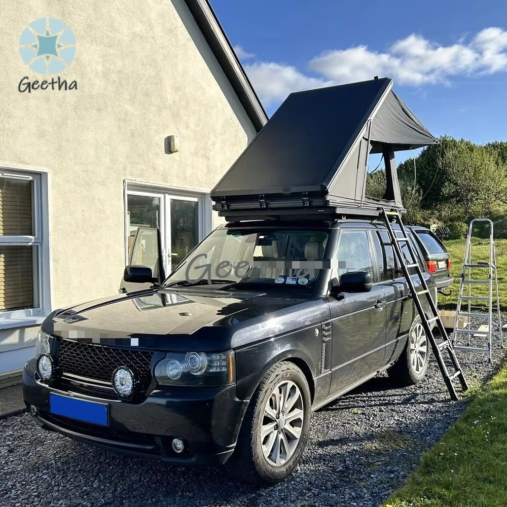 

Outdoor Camping in Stock Hot Sell Triangle Hardshell Roof Top Tent Slim Aluminum Dachzelt Hardtop Car Rooftop Tents