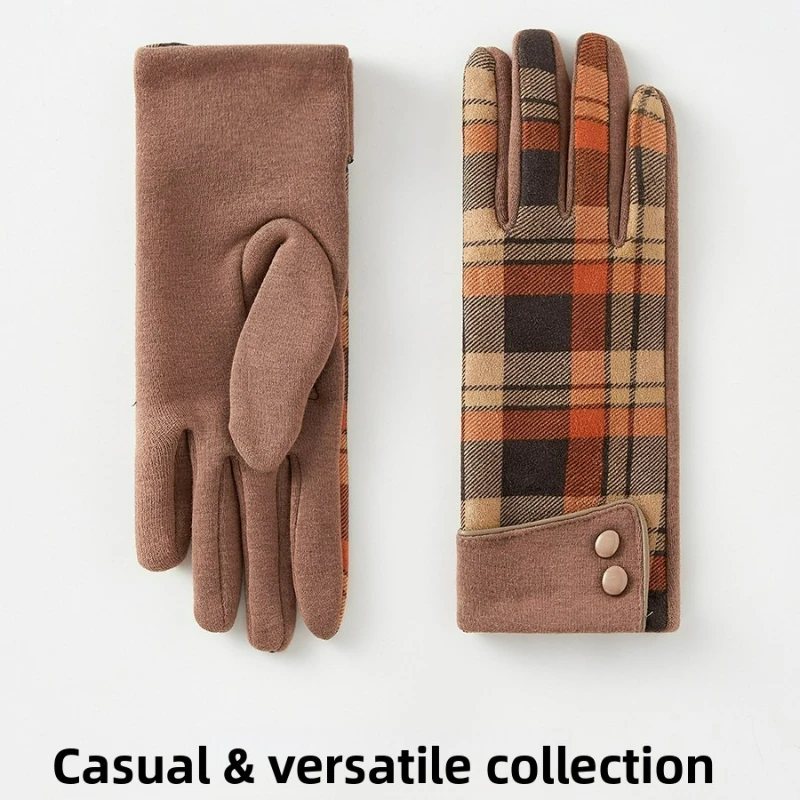 قفازات الخريف والشتاء، النسخة الكورية، منقوشة قديمة، مبطنة وسميكة، للتنقل اليومي، قفازات دافئة ومقاومة للبرودة
