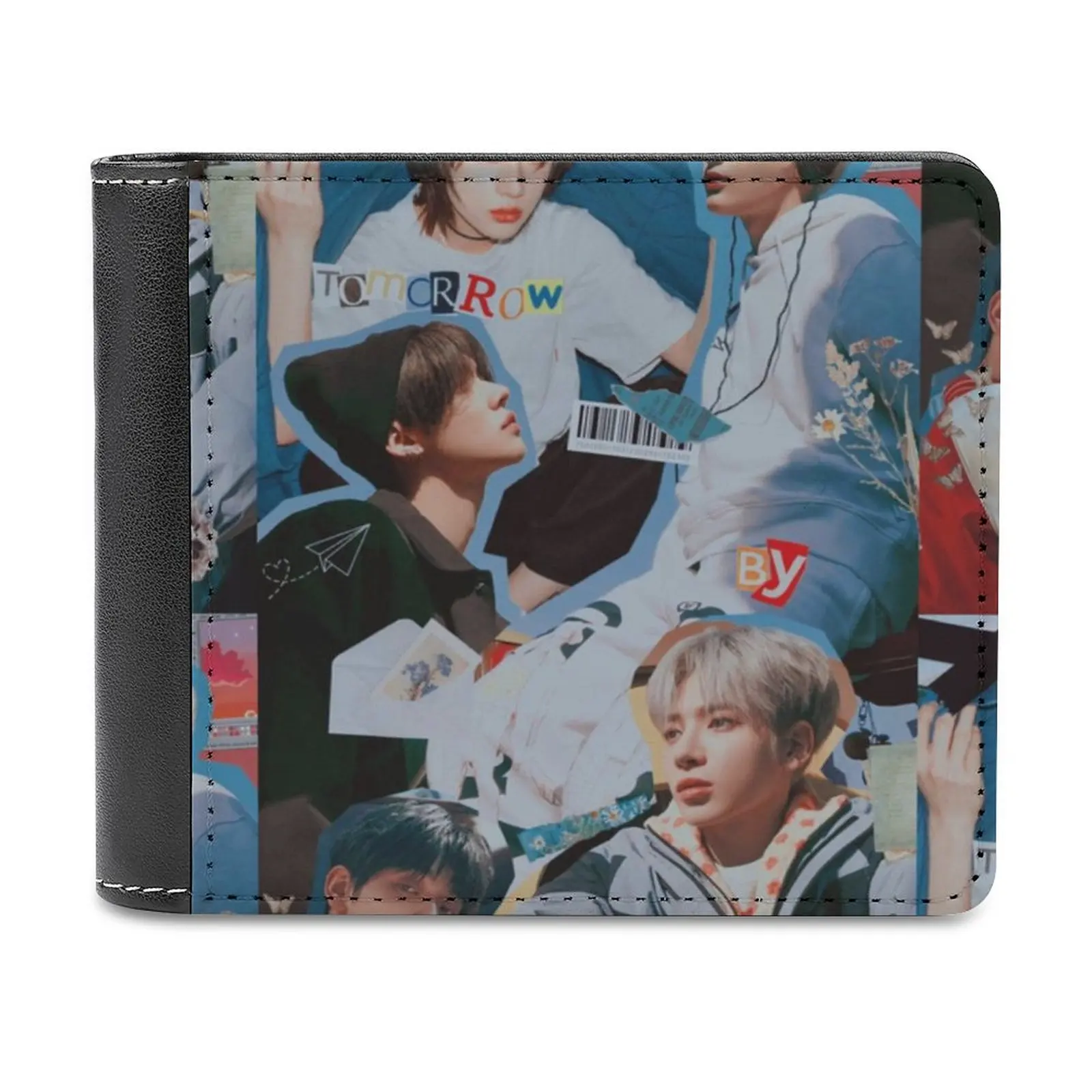 Txt 2022 Comeback Leather Wallet Men Classic Black Purse Credit Card Holder Fashion Men'S Wallet Soobin Yeonjun Beomgyu Taehyun