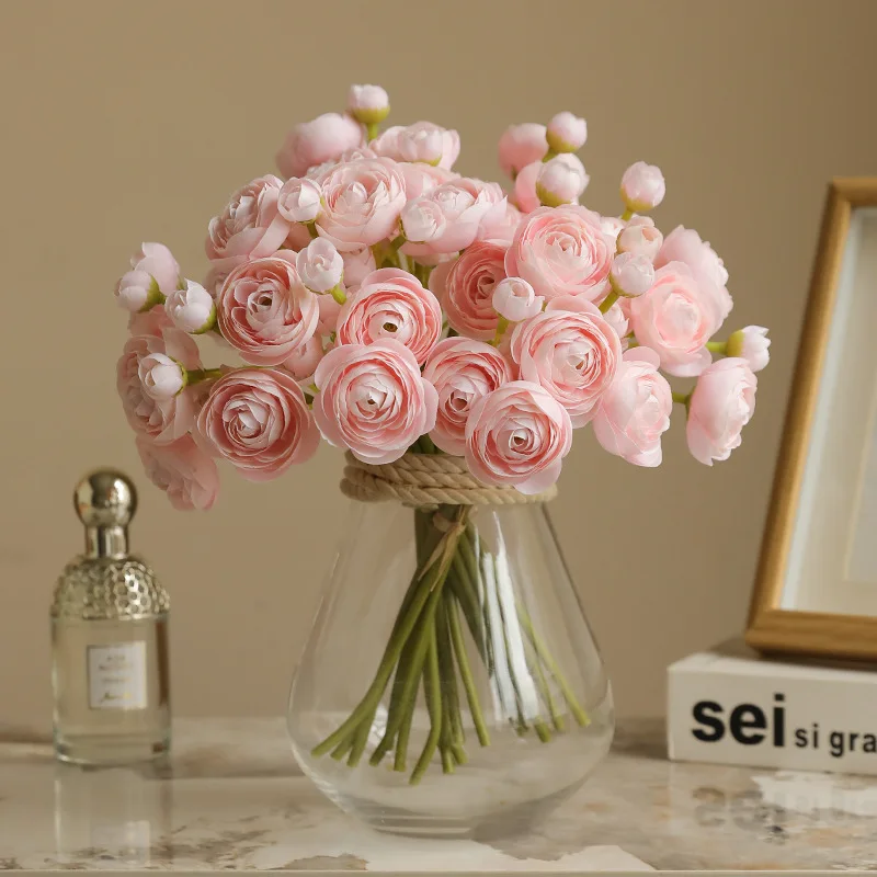 Artificial Camellia Bouquets, Soft To The Touch, Flower Arrangement In Vase For Home Living Room, Wedding Bridal Bouquet