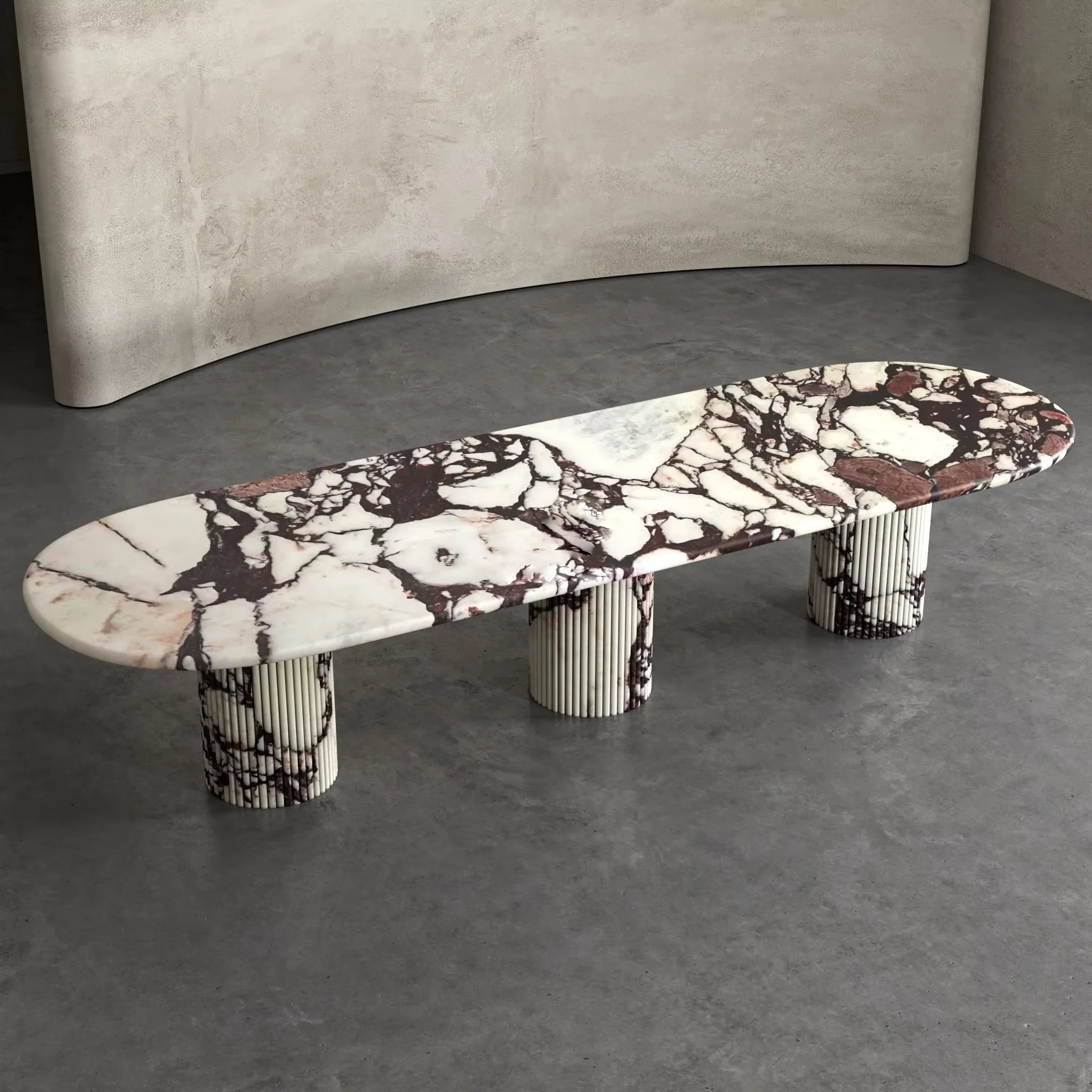 Personalización Mesa de comedor ovalada de piedra de mármol patagonia minimalista a la venta