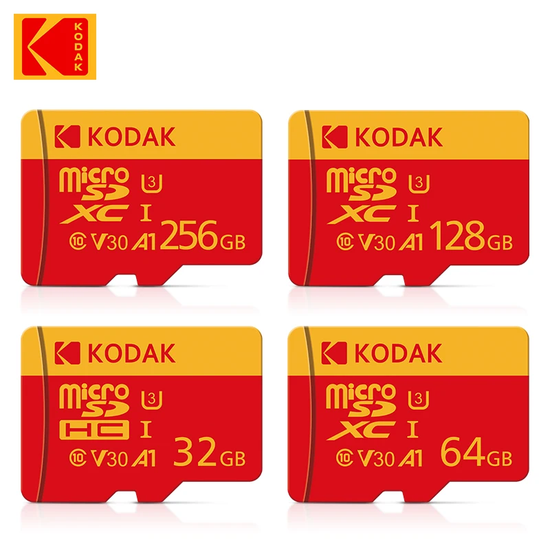 

Красная карта памяти KODAK MicroSD, класс 10, 32 ГБ, 64 ГБ, 128 ГБ, 256 ГБ, U3, 4K, высокоскоростная флэш-карта памяти TF, флэш-карты для телефона