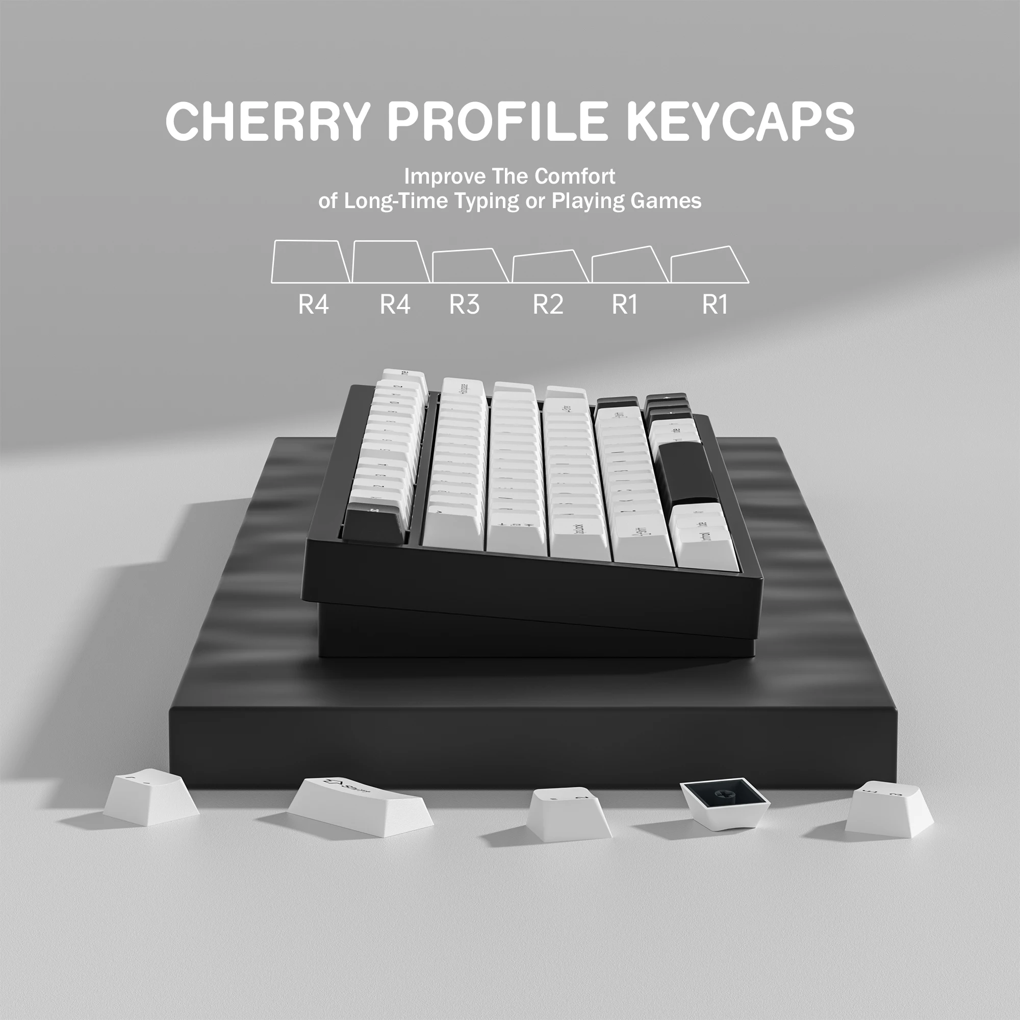 KBDiy GMK BOW Keycap Cherry Profile doble disparo PBT ISO 7u teclas blancas y negras Retro para teclado mecánico GMK67 MX Switch