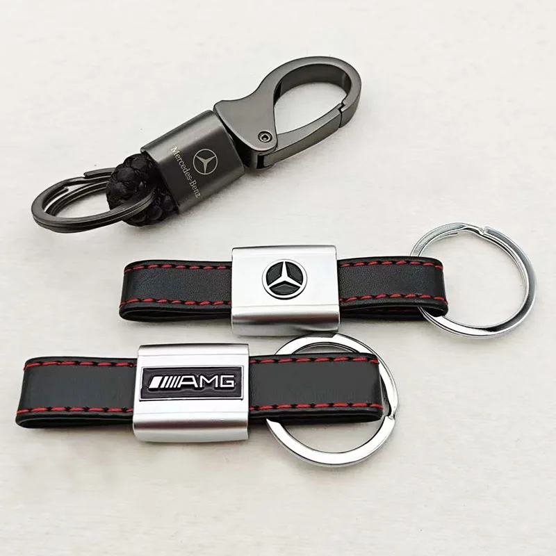 

Для Mercedes Benz AMG Роскошный кожаный автомобильный брелок для ключей с логотипом Mercedes Benz Star AMG Значок Автоаксессуары