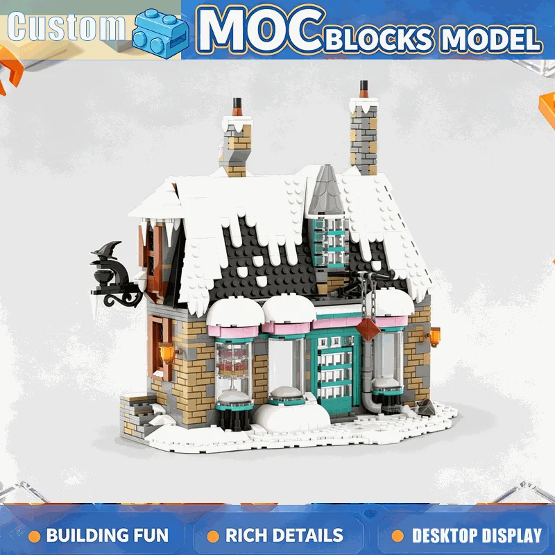 1178PCS MOC Snowy Winter Candy Shop Sweet Store Building Blocks Architecture DIY Model Creative Assembly Educational Toy Gifts