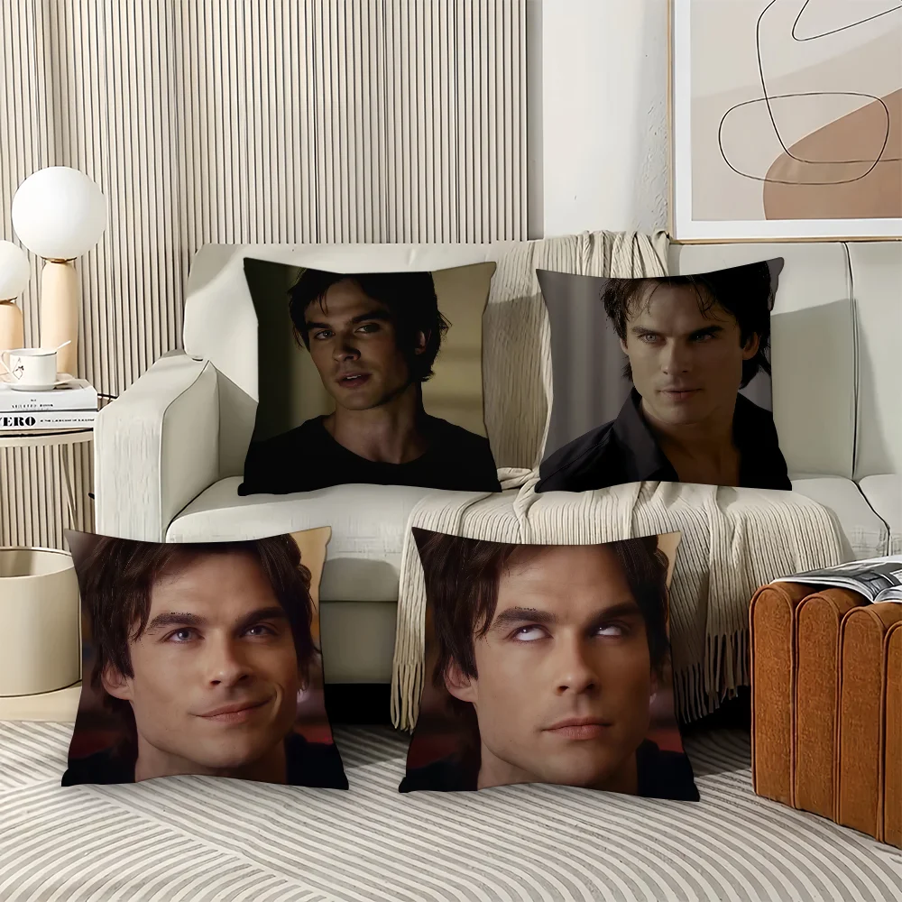 Vampire Diaries Starring D-Damon S-Salvatore  Pillow Case Office Cushions Suitable For Sofa Car Bedroom Decorative Cushion Cover