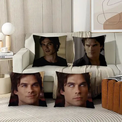 Vampire Diaries Starring D-Damon S-Salvatore  Pillow Case Office Cushions Suitable For Sofa Car Bedroom Decorative Cushion Cover